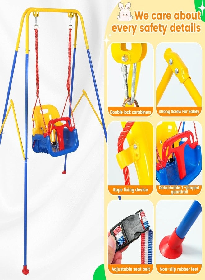 MAPPLE CREATION Toddler Swing Set with Frame Indoor & Outdoor Baby Swing with Foldable Metal Stand Kids Swing Set for Backyard, Easy to Assemble & Store, Blue - Image 4